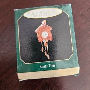 1999 Hallmark Keepsake Miniature Santa Time Cuckoo Clock Ornament w/Box